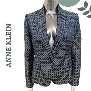 ANNE KLEIN Geometric Pattern Metallic Blazer Blue Green – Size 4